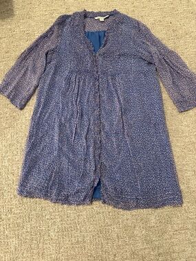 Diane Von Furstenberg Blue Floral Button-Front Dress Tunic